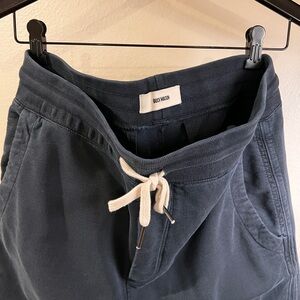 Buck Mason Dark Blue Joggers with Cream Drawstring